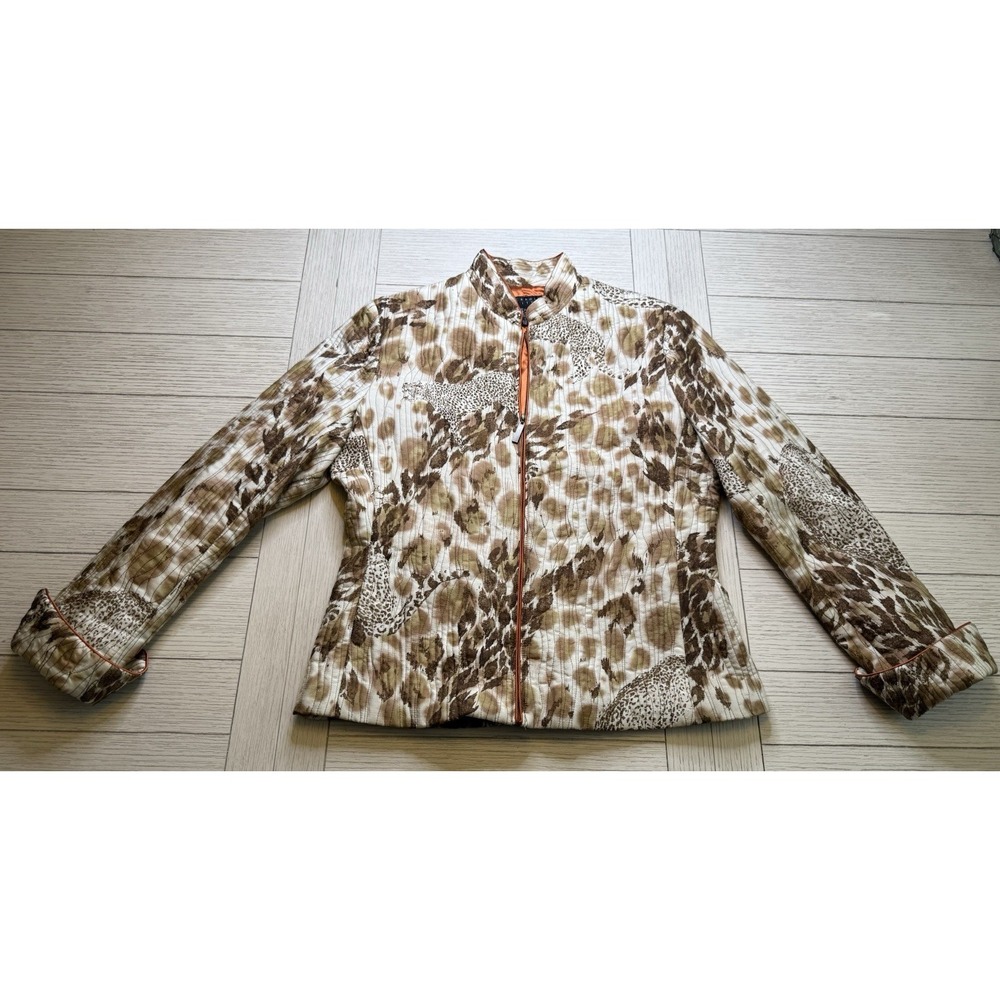 Carol Little 100% Silk Jacket Long Sleeve Lined Size S Animal Print 90d Blazer